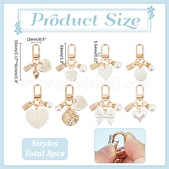 8 colgante de perla de imitación de plástico ABS con forma de corazón y concha en 8 colores&nbsp;HJEW-ME0001-01