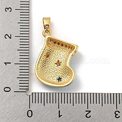 Colgantes de circonita cúbica micro pavé de latón navideño&nbsp;KK-H468-02B-02G