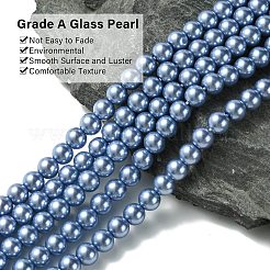 Fili di perle rotonde di perle di vetro tinto ecologico&nbsp;HY-A002-6mm-RB015