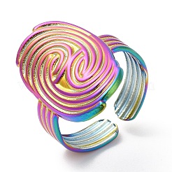 Bague ouverte en acier inoxydable 304 avec placage ionique (IP) pour femme&nbsp;RJEW-M149-17RC