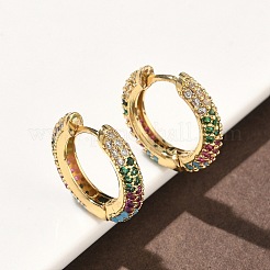 Créoles en laiton avec zircone cubique de micro pave&nbsp;EJEW-C181-13G