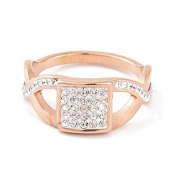 Quadratischer Fingerring aus 304 Edelstahl für Frauen&nbsp;RJEW-C086-13-RG