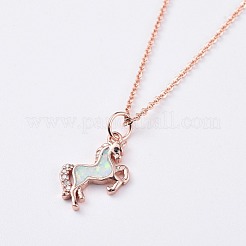 Collane con pendente in ottone unicorno&nbsp;NJEW-JN02575-M