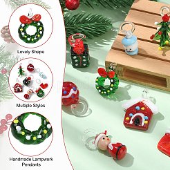 8 Stück 8 Stile Weihnachtsthemen handgefertigte Bunte Malerei-Anhänger&nbsp;LAMP-CJ0002-68