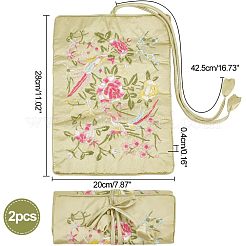 Borse in rotolo con cerniera in seta ricamata&nbsp;ABAG-WH0038-14