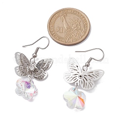 Orecchini pendenti in filigrana 3d farfalla in ottone platino&nbsp;EJEW-JE05676