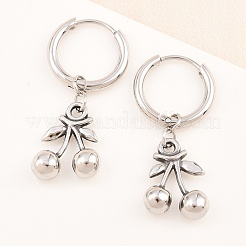 Pendientes de aro de cereza de acero inoxidable quirúrgico 316&nbsp;EJEW-C160-11A
