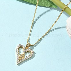 Colliers avec pendentif en forme de cœur vierge Marie en zircone cubique transparent en laiton pour femmes&nbsp;NJEW-D306-04G-A