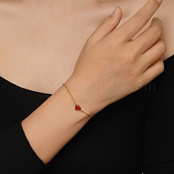 Bracelets élégants en acier inoxydable à maillons en forme de cœur rouge&nbsp;IT4999-2