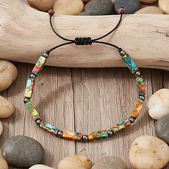 Bracelets ajustables en perles cubiques tressées de jaspe impérial naturel teint&nbsp;SW5037