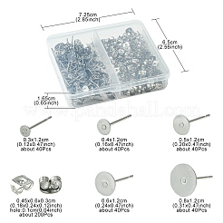 200 Stück Ohrstecker-Beschläge aus 304 Edelstahl in 5 Größen&nbsp;STAS-YW0001-74P