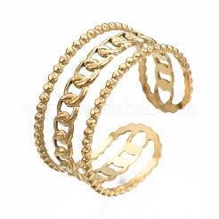 Anello polsino aperto con catena a maglie in acciaio inossidabile 304&nbsp;LS-RJEW-T023-58G