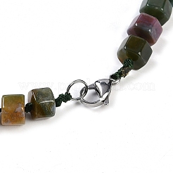 Colliers de perles graduées en agate indienne naturelle à prisme hexagonal pour femmes et hommes&nbsp;NJEW-K388-03T
