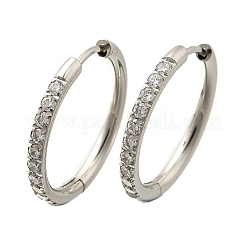 Pendientes de aro de acero inoxidable 304 con micropavé de circonitas cúbicas transparentes&nbsp;EJEW-C096-01H-P01