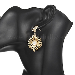 Orecchini pendenti da donna in acciaio inossidabile 304 e conchiglia naturale.&nbsp;EJEW-JE07213-02