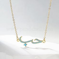 Halskette mit Wellenanhänger aus kubischem Zirkonia und goldenen Messingketten&nbsp;RP3424-1