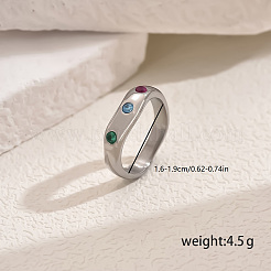 Anillos de circonita cúbica con micro pavé de latón para mujer.&nbsp;AJ0681-6