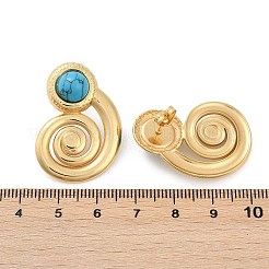 Spirale 304 Edelstahl synthetische türkis Ohrstecker für Frauen&nbsp;EJEW-U046-13G