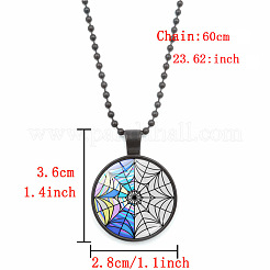 Colliers à pendentif en alliage de zinc et verre colorés en forme de toile d'araignée pour femmes&nbsp;FS-WG0F648-02