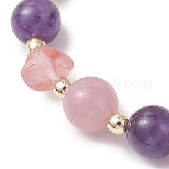 Pulseras elásticas de vidrio de cuarzo cereza&nbsp;BJEW-JB13190