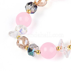 Braccialetti con ciondoli in calcedonio naturale e perline di vetro&nbsp;BJEW-T022-14E
