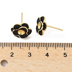 Orecchini a bottone in ottone e argento sterling con fiore&nbsp;KK-M326-22G