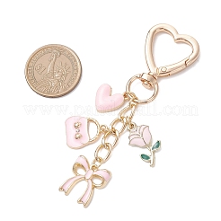 Valentinstag Bowknot Herz Rose Legierung Emaille Anhänger Dekorationen&nbsp;HJEW-JM04467