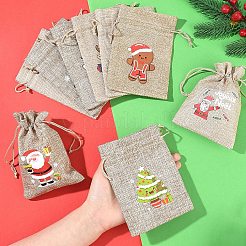 30 Stück Aufbewahrungsbeutel aus Jutetuch mit Weihnachtsdruck in 15 Stilen&nbsp;ABAG-YW0001-10
