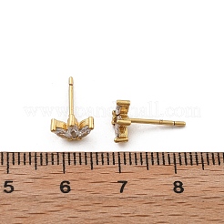 Latón micro pave aretes de circonita cúbica transparente&nbsp;EJEW-R016-01G-04