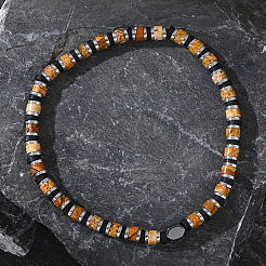 Braccialetti elastici per uomo in diaspro naturale e perline di ematite sintetica non magnetica&nbsp;NY6374