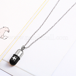 Colliers pendentifs en acier inoxydable 304 en forme de pilule à thème médical avec chaînes à maillons&nbsp;JS1441-2