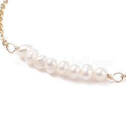 Bracciale a maglie con perle naturali e catene in acciaio inossidabile 304 per donna&nbsp;BJEW-JB08002-03
