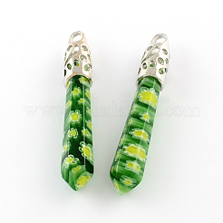Pendentifs gros verre de millefiori avec des accessoires en alliage&nbsp;LK-R007-M01