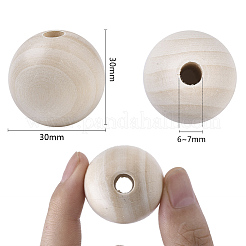 Unfertige Naturholzperlen&nbsp;X-WOOD-S651-A30mm-LF