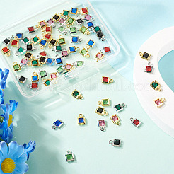 72 Stück 12 Stile Rack-Plating Messing Glas Charms&nbsp;KK-TA0001-78