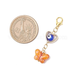 Pendentif papillon en verre et plastique fait main en lampwork contre le mauvais œil&nbsp;HJEW-JM04310