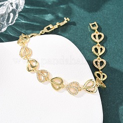Armbänder aus Messing mit Mikropavé-Fassung und klaren Zirkonia in Herzform für Damen&nbsp;BJEW-F530-07G