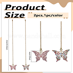 2 Stück 2 Stile Schmetterling Legierung Strass Charms Deckenventilator Zugkette Extender&nbsp;HJEW-LP00014