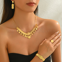 Lussuosi braccialetti e orecchini e collane e anelli in ottone in stile mediorientale per feste femminili&nbsp;LF7788