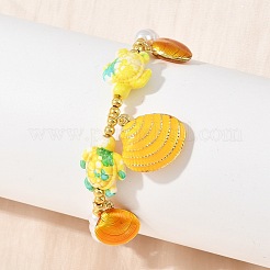Braccialetti da donna con ciondoli a forma di stella marina in ottone smaltato&nbsp;KK-CBA68DA-16G-03