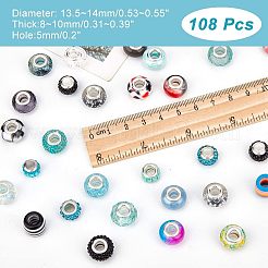 108 Stück 2 Farben Acryl & Harz & Polymer Clay Strass European Beads&nbsp;OPDL-NB0001-16