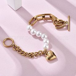 Bracelets à breloques en acier inoxydable 304 avec câble et chaîne cubaine pour femmes&nbsp;BJEW-C089-01G