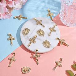 6 pièces en laiton micro pavé pendentifs en zircone cubique claire&nbsp;ZIRC-SZ0003-64