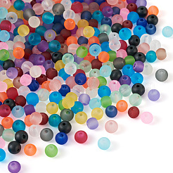 500 filo di perle di vetro smerigliato trasparente in 20 colori&nbsp;GLAA-CD0001-16