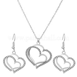 Set di collana e orecchini pendenti con ciondolo a forma di cuore in lega di cristallo e strass&nbsp;FS-WG58D1F-01