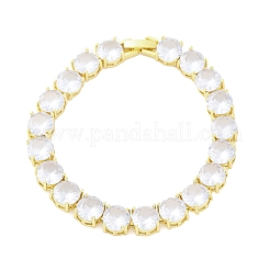 Bracelets à maillons ronds plats en laiton avec zircone cubique transparente pour femmes&nbsp;BJEW-A034-02G
