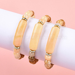 Bracelets extensibles de perles de jade topaze naturelle&nbsp;BJEW-T022-04M