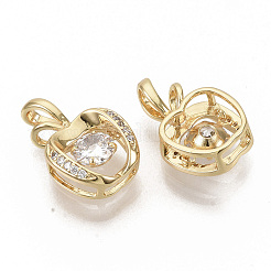 Pendenti in zirconi cubici trasparenti in micro pavè di ottone&nbsp;ZIRC-T011-16G-NF