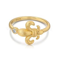 Fleur de Lis 925 Sterling Silber Micro Pave Kubisch Zirkonia Manschettenringe für Damen&nbsp;RJEW-F180-09G