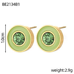 Pendientes de botón esmaltados de acero inoxidable 304&nbsp;STAS-OY003-57G